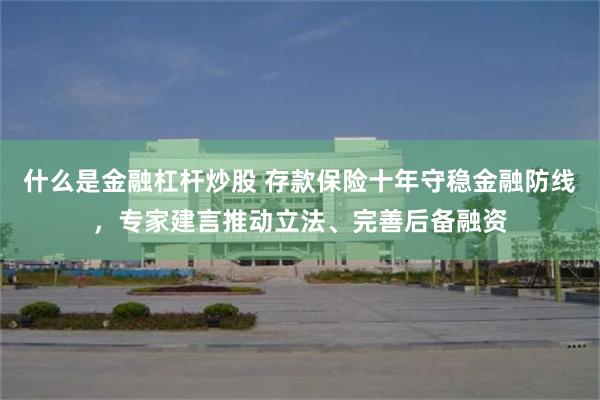 什么是金融杠杆炒股 存款保险十年守稳金融防线，专家建言推动立法、完善后备融资